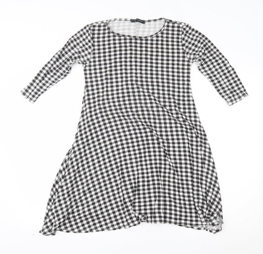 QED London Womens Black Check  A-Line  Size 10