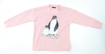 F&F Womens Pink   Pullover Jumper Size 14  - Penguin