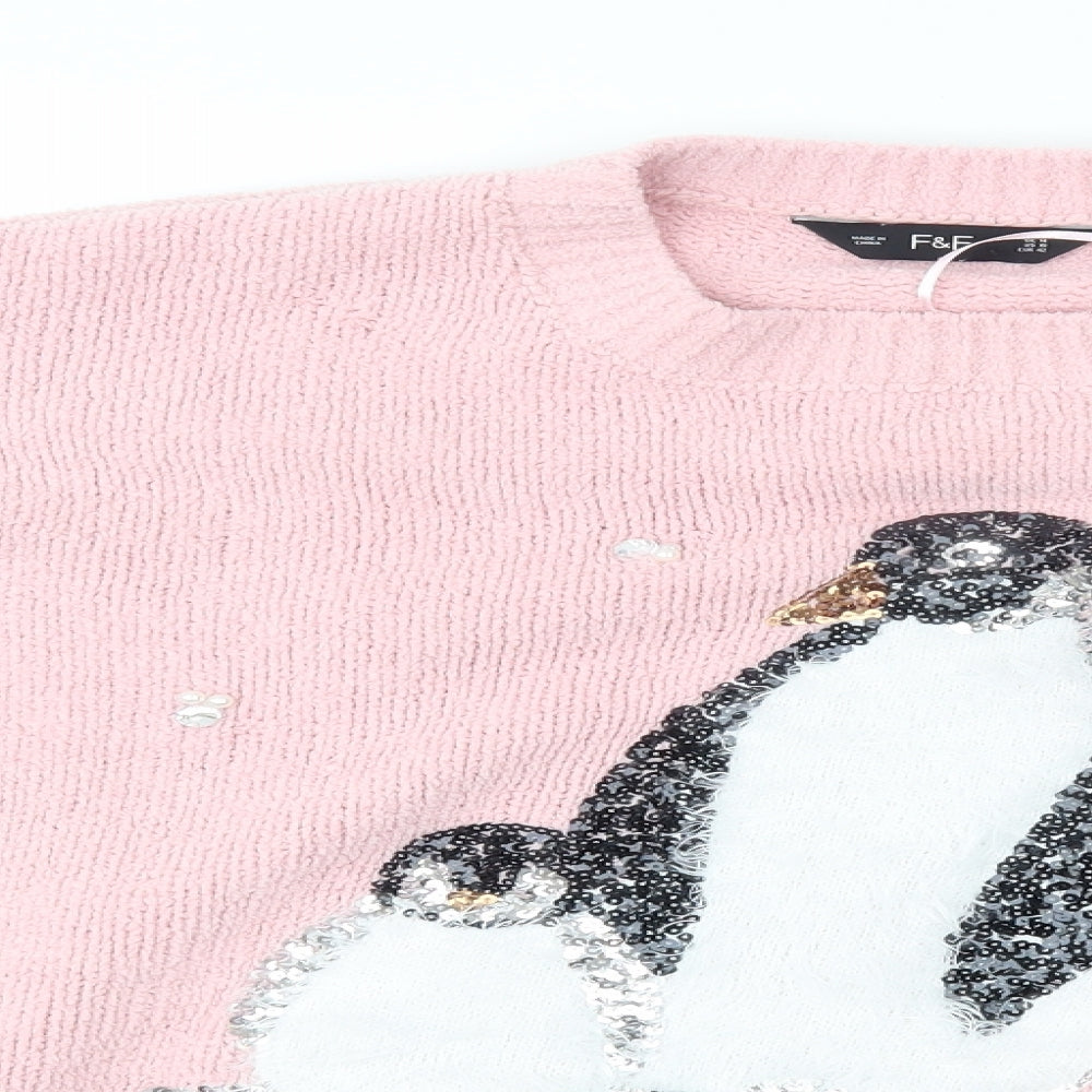 F&F Womens Pink   Pullover Jumper Size 14  - Penguin