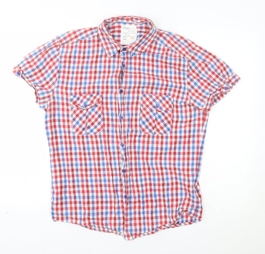 Mens UK Size M New Look Red  Button-Up Short Sleeve Casual Shirt