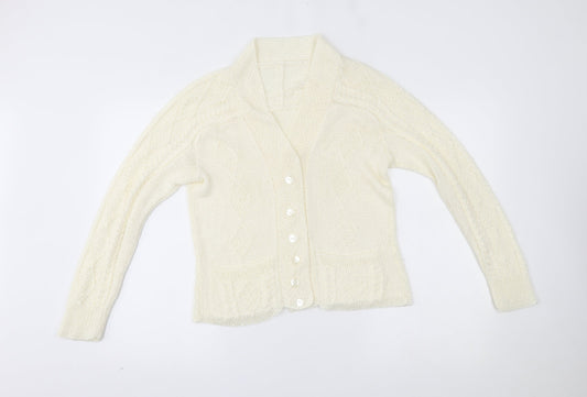 Womens UK Size One Size Preworn Ivory Cardigan Jumper