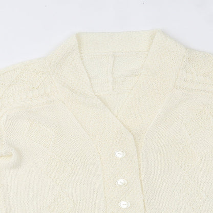 Womens UK Size One Size Preworn Ivory Cardigan Jumper