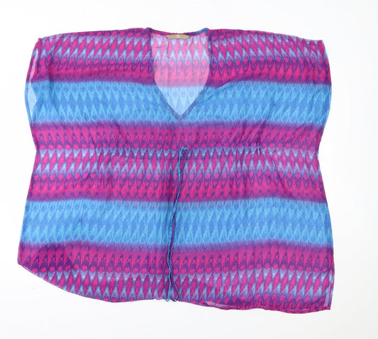 TU Womens Purple Striped   Poncho Size S