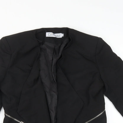 Close-up detail of DIFFUSE women’s black jacket blazer, size UK 8