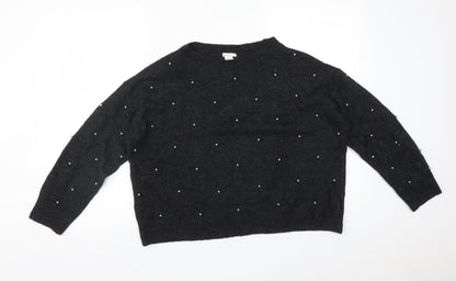 H&M Womens Grey   Pullover Sweatshirt Size L