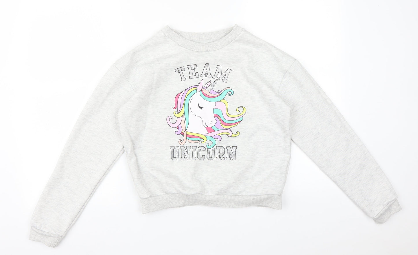 Primark Girls White   Pullover Sweatshirt Size 14-15 Years  - UNICORN