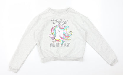 Primark Girls White   Pullover Sweatshirt Size 14-15 Years  - UNICORN