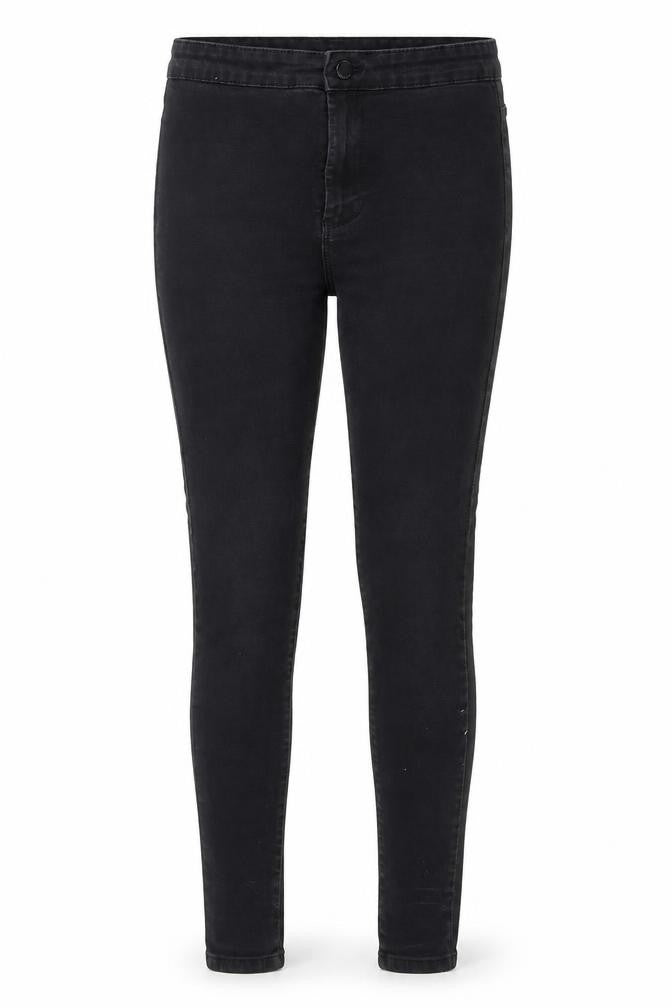 Front view of Denim Co. women’s black denim skinny jeans, size UK 10, 28-inch leg
