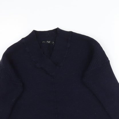 F&F Womens Blue  Knit Pullover Jumper Size 6