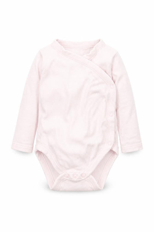 Front view of F&F girls’ pink babygrow one-piece, size 3-6, months