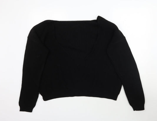 Boohoo Womens Black  Knit Pullover Jumper Size 20