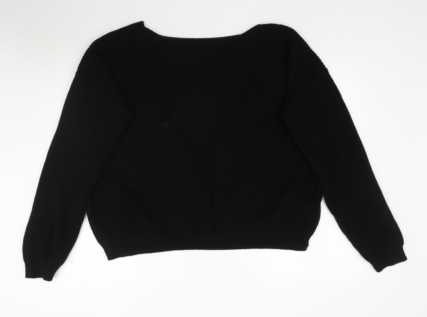 Boohoo Womens Black  Knit Pullover Jumper Size 20
