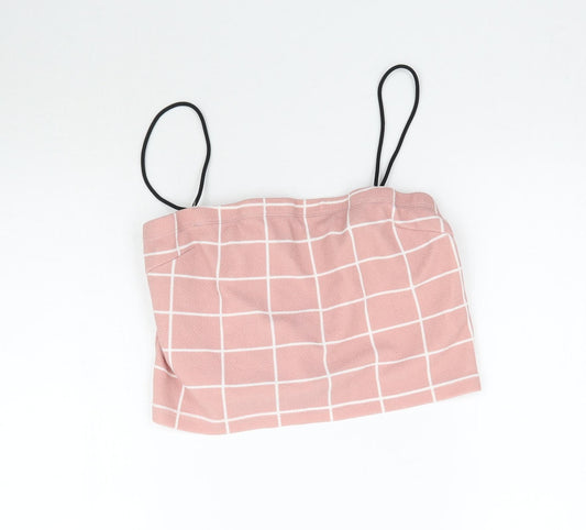 SheIn Womens Pink Plaid  Basic Tank Size L