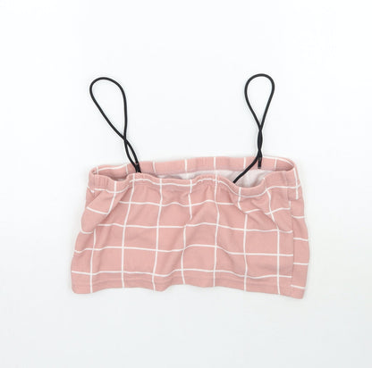 SheIn Womens Pink Plaid  Basic Tank Size L