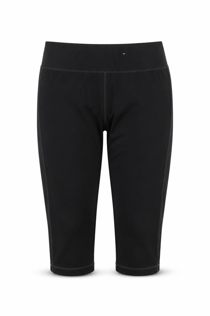 Front view of Athlete works women’s black biker shorts, size M
