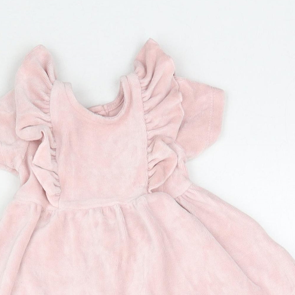 Matalan Girls Pink  Velour Fit & Flare  Size Newborn