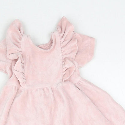 Matalan Girls Pink  Velour Fit & Flare  Size Newborn
