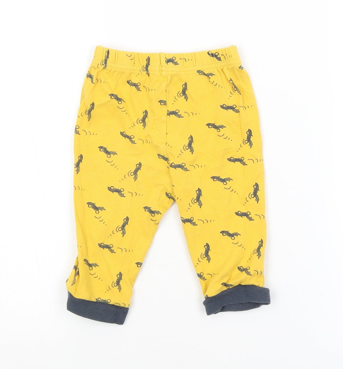 Front view of George Baby Yellow Solid Pyjama Pants, size 6-9, Months