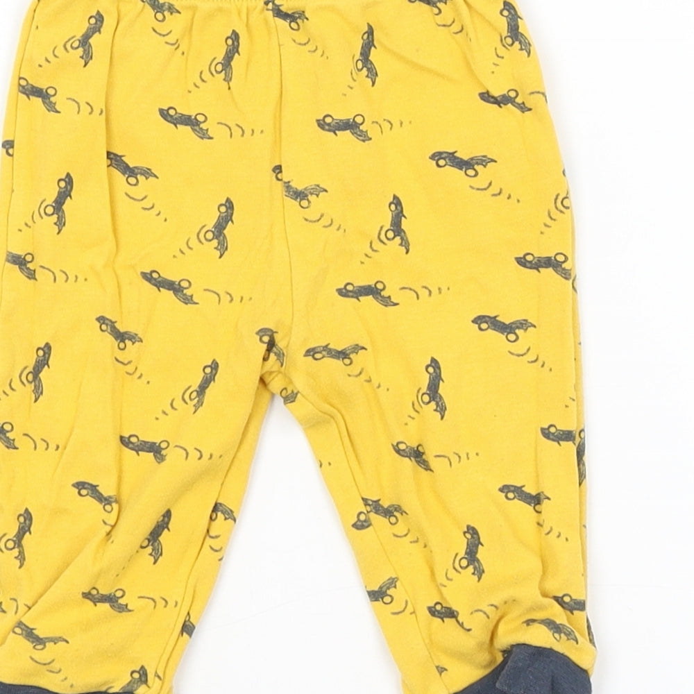 Brand and care label for George Baby Yellow Solid Pyjama Pants, size 6-9, Months