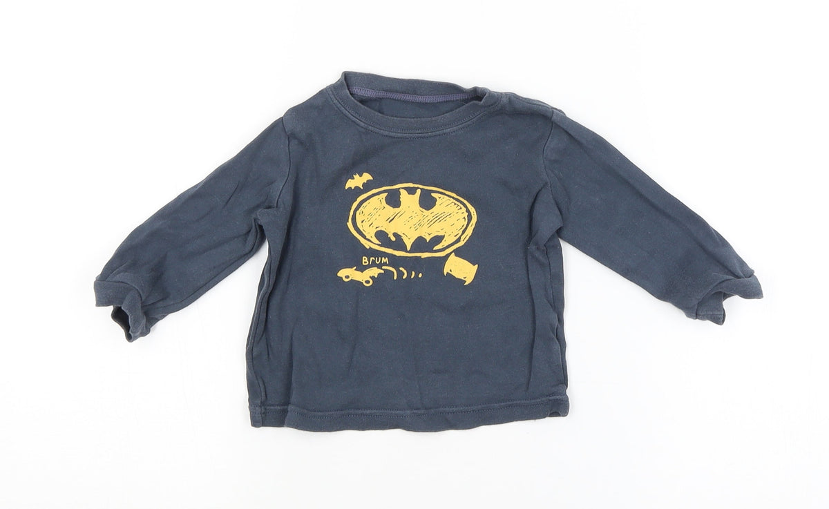 Front view of George Baby Blue Basic T-Shirt, size 6-9, Months - BATMAN