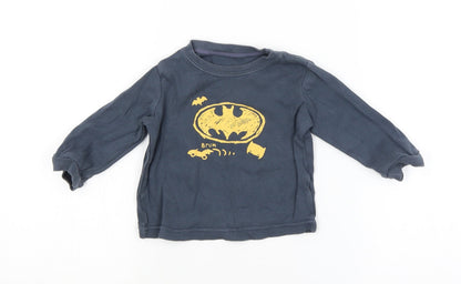 Front view of George Baby Blue Basic T-Shirt, size 6-9, Months - BATMAN