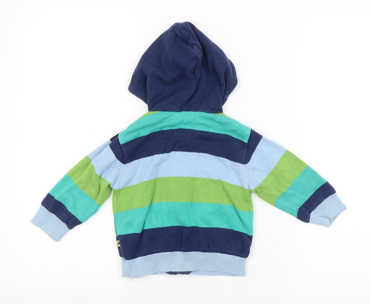 Back view of Blue Zoo Baby Blue Striped Basic Jacket Jacket, size 9-12, Months