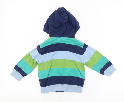 Back view of Blue Zoo Baby Blue Striped Basic Jacket Jacket, size 9-12, Months