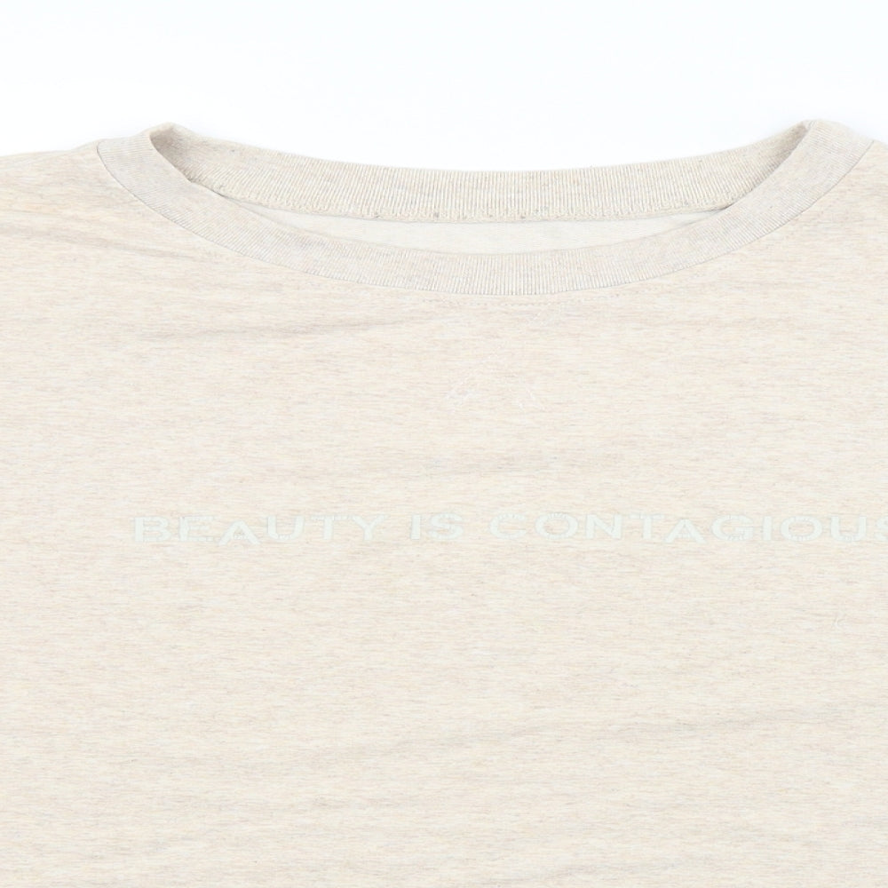 Close-up detail of INSOMNIA women’s beige jumper, size M