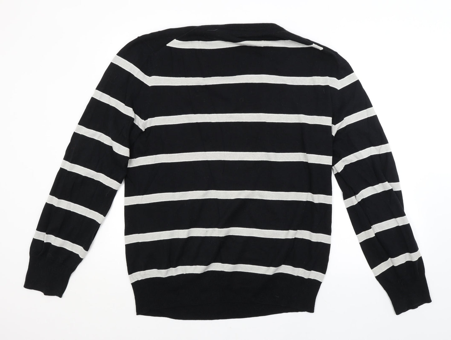 PHILLIP RUSSEL Mens Black Striped  Pullover Jumper Size 2XL