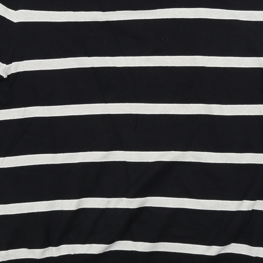PHILLIP RUSSEL Mens Black Striped  Pullover Jumper Size 2XL