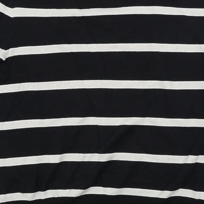PHILLIP RUSSEL Mens Black Striped  Pullover Jumper Size 2XL