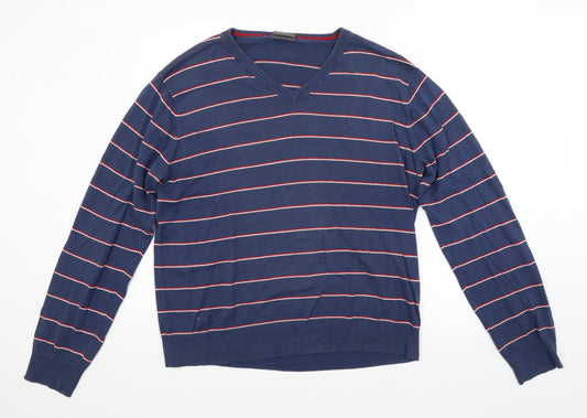 H&M Mens Blue Striped  Pullover Jumper Size XL
