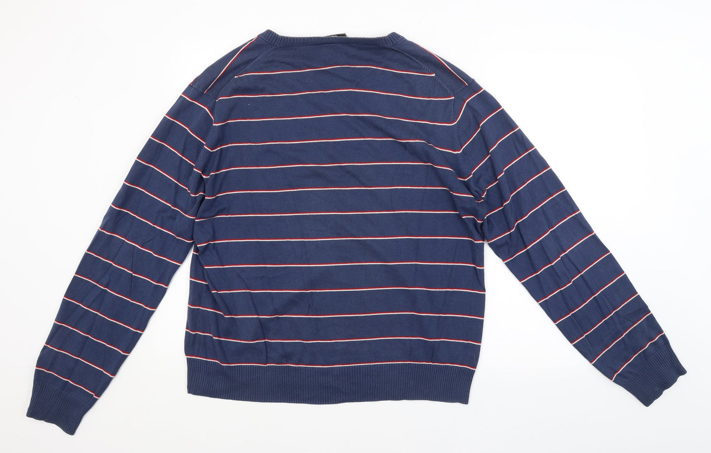 H&M Mens Blue Striped  Pullover Jumper Size XL