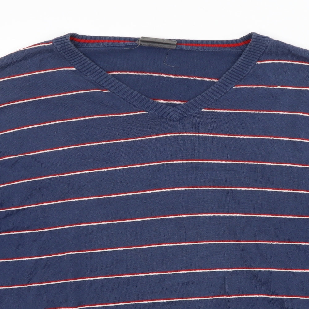 H&M Mens Blue Striped  Pullover Jumper Size XL