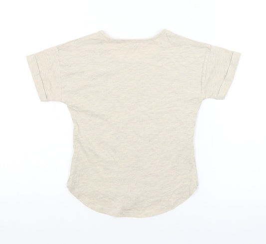 TU Girls Beige   Basic T-Shirt Size 7 Years  - UNICORN