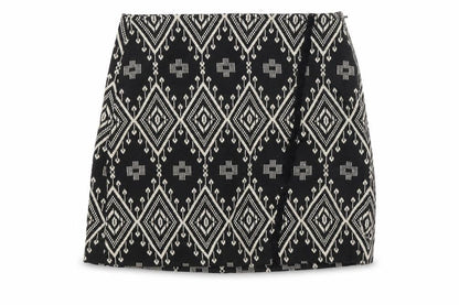 Front view of Camayeu women’s black argyle/diamond straight & pencil skirt