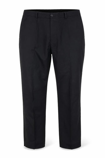 Front view of VESTUS men’s blue trousers, size 38, in, 28-inch leg
