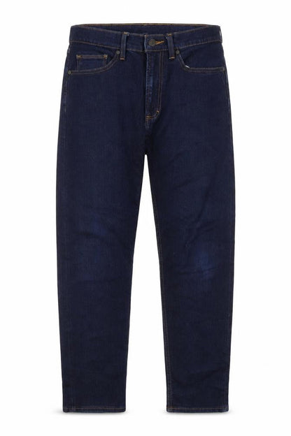 Front view of Marks & Spencer women’s blue tapered jeans, size UK 32, in, 29-inch leg