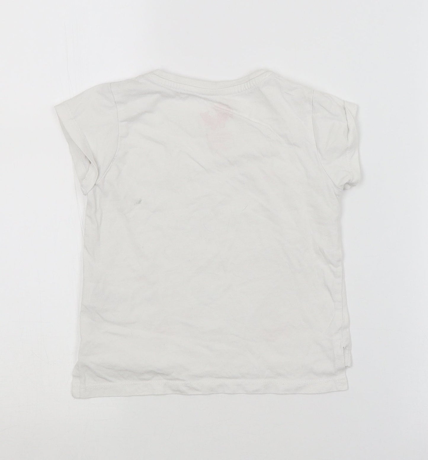 Young Dimension Girls White Animal Print  Basic T-Shirt Size 4-5 Years