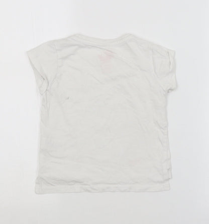 Young Dimension Girls White Animal Print  Basic T-Shirt Size 4-5 Years