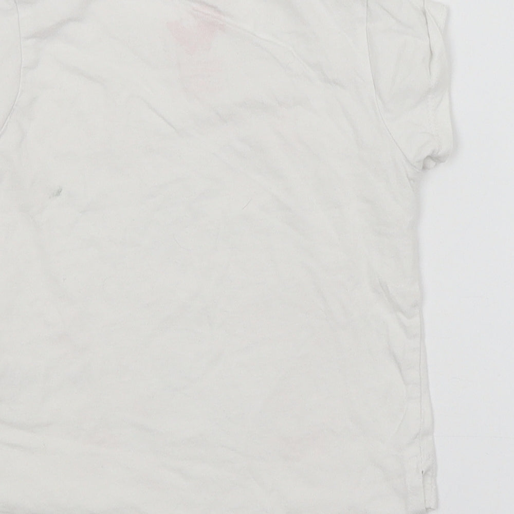 Young Dimension Girls White Animal Print  Basic T-Shirt Size 4-5 Years
