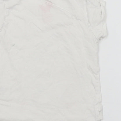 Young Dimension Girls White Animal Print  Basic T-Shirt Size 4-5 Years