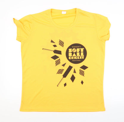 Additional front view of DMC women’s orange basic t-shirt, size UK 14
