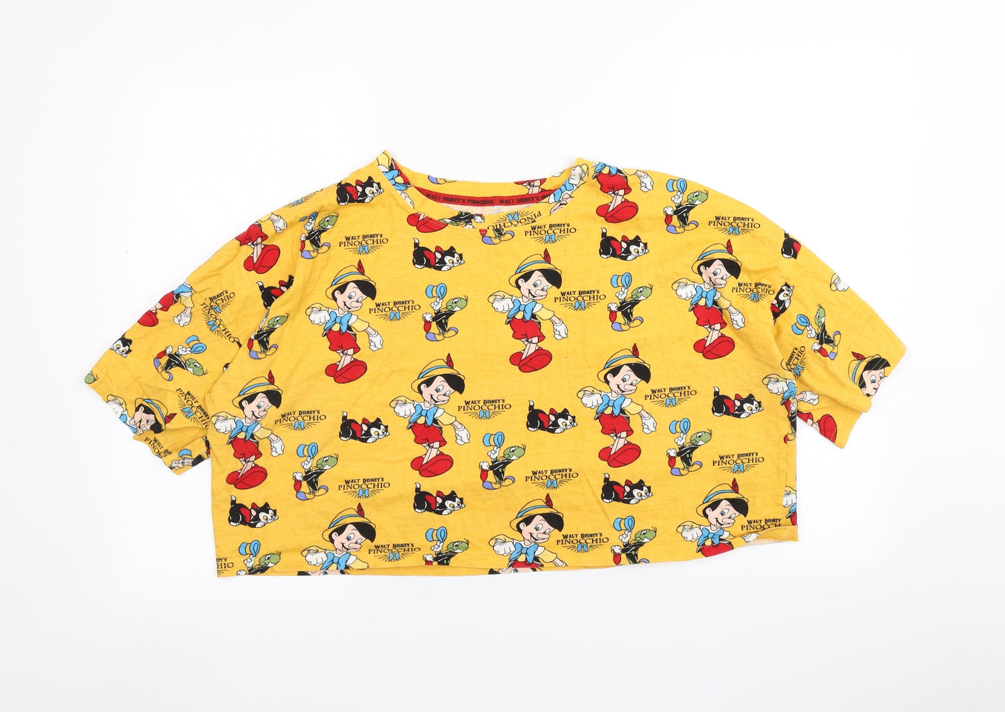 Primark Womens Yellow   Cropped T-Shirt Size L  - Pinnochio