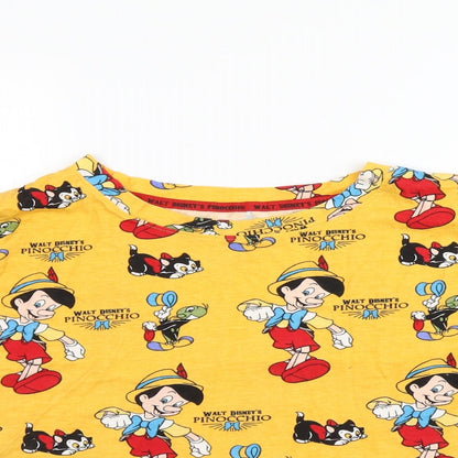 Primark Womens Yellow   Cropped T-Shirt Size L  - Pinnochio