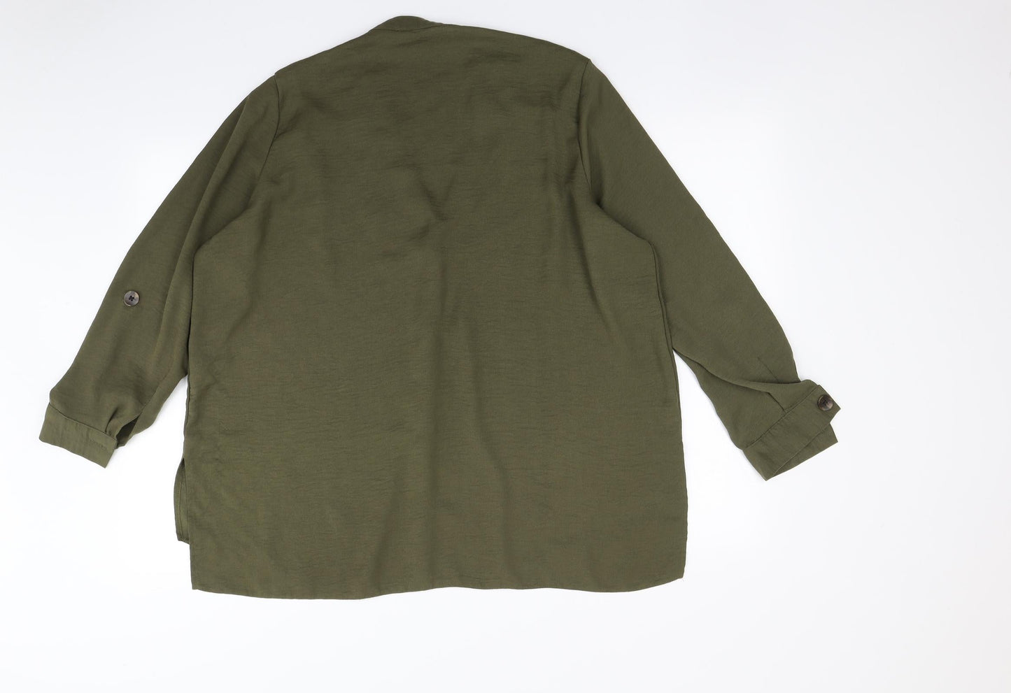 Womens UK Size 16 Matalan Green Basic Button-Up