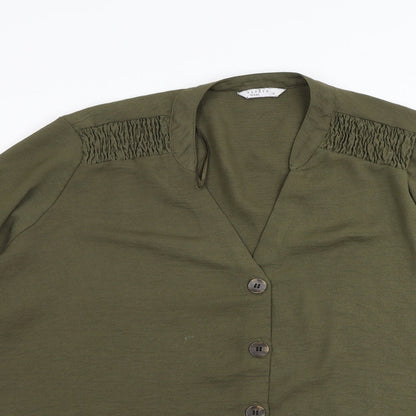 Womens UK Size 16 Matalan Green Basic Button-Up