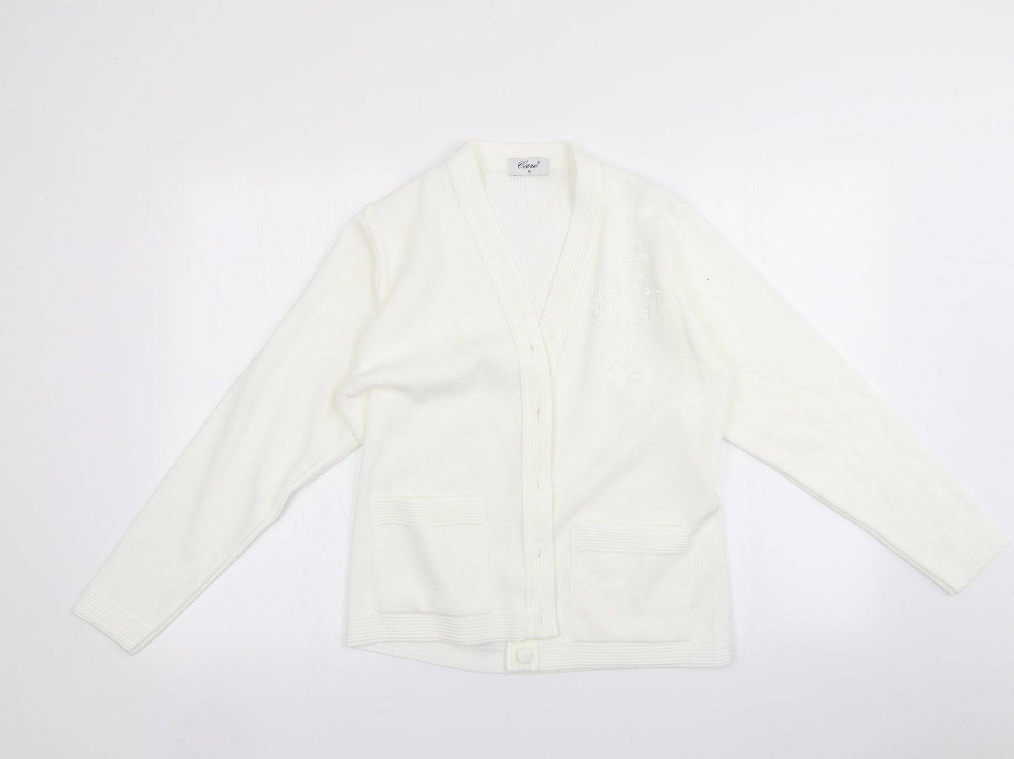 Womens UK Size S Care White Cardigan Jumper