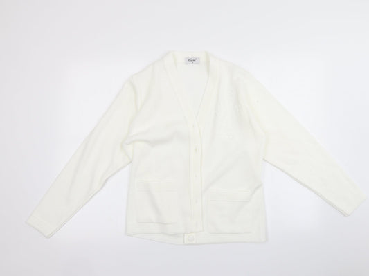 Womens UK Size S Care White Cardigan Jumper