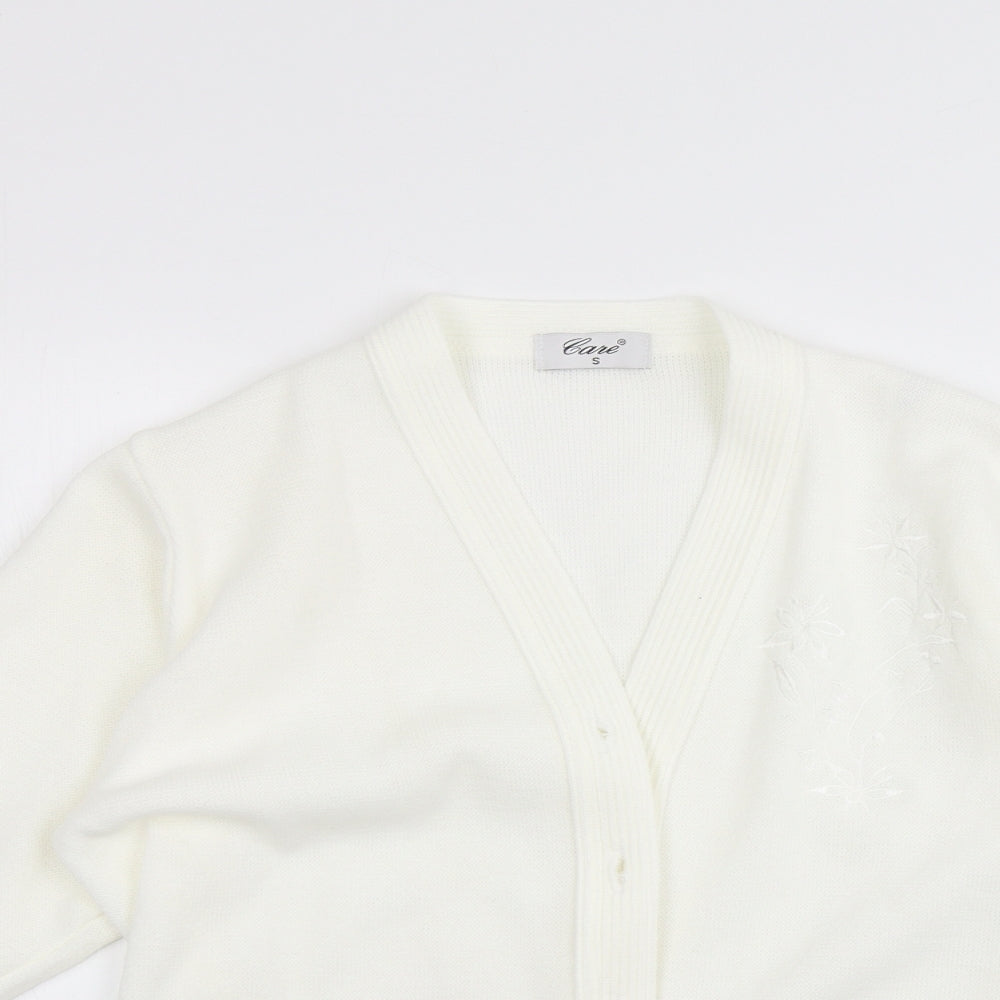 Womens UK Size S Care White Cardigan Jumper